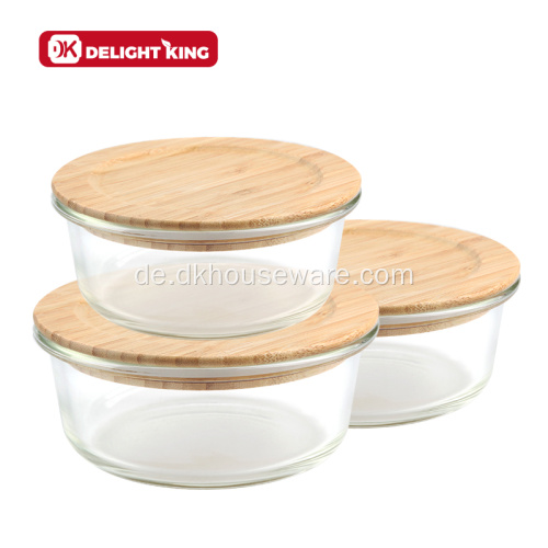 Behälter aus Borosilikatglas mit umweltfreundlichem Bambusdeckel